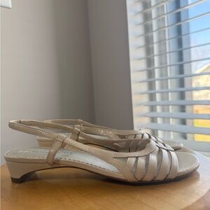 Etienne Aigner Beige Strappy Slingback Low Heel Sandals